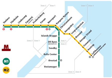 Mappa metropolitana Copenhagen