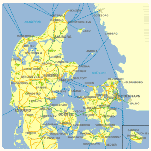 Mappa traghetti Danimarca